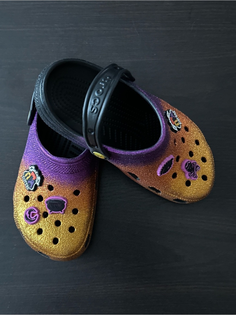 Custom Glitter Crocs (Purple & Gold) – Halloween / Hocus Pocus Style - Picture 3 of 7